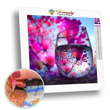 Décor sous les sunlights dans un verre - modèle M002 | Diamond painting grand format - Paysage Produit À la mer Été