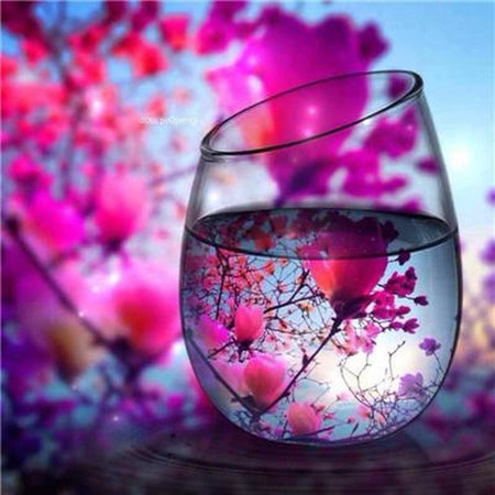 Décor sous les sunlights dans un verre - modèle M002 | Diamond painting grand format - Paysage Produit À la mer Été