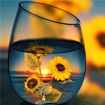 Décor sous les sunlights dans un verre - modèle M003 | Diamond Painting - Paysage Produit À la mer Été
