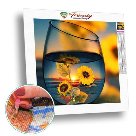 Décor sous les sunlights dans un verre - modèle M003 | Diamond Painting - Paysage Produit À la mer Été