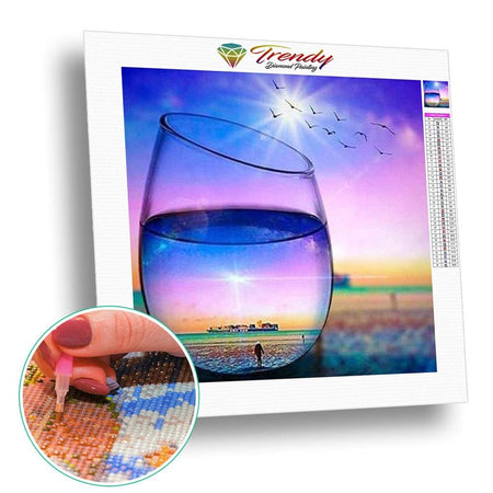 Décor sous les sunlights dans un verre - modèle M004 | Kit broderie diamant - Paysage Produit À la mer Été