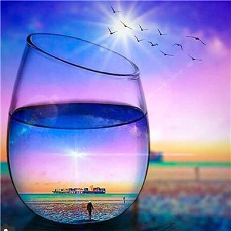 Décor sous les sunlights dans un verre - modèle M004 | Kit broderie diamant - Paysage Produit À la mer Été