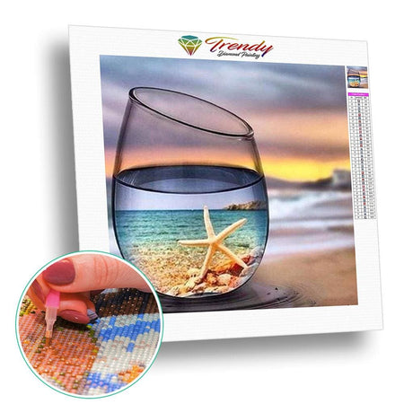 Décor sous les sunlights dans un verre - modèle M005 | Broderie diamant kit complet - Paysage Produit À la mer Été