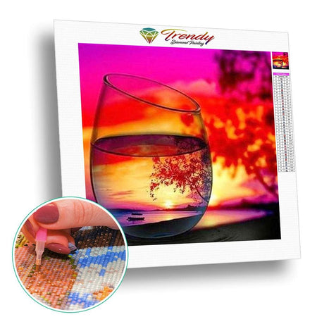 Décor sous les sunlights dans un verre - modèle M006 | Broderie diamant complet - Paysage Produit À la mer Été