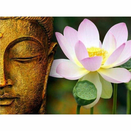 Demi visage de Bouddha et sa fleur de lotus - modèle M001 | Diamond Painting - Bouddhisme Bouddhisme et Hindouisme Produit Religion Zen