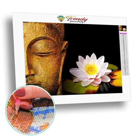 Demi visage de Bouddha et sa fleur de lotus - modèle M002 | Kit broderie diamant - Bouddhisme Bouddhisme et Hindouisme Produit Religion Zen