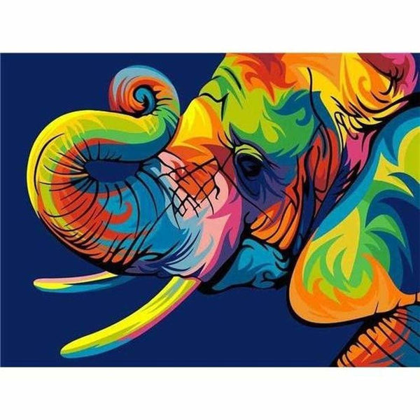 Éléphant aigle caméléon et chien multicolore - modèle M001 | Diamond Painting - Animaux Autres animaux Chien Produit Éléphant