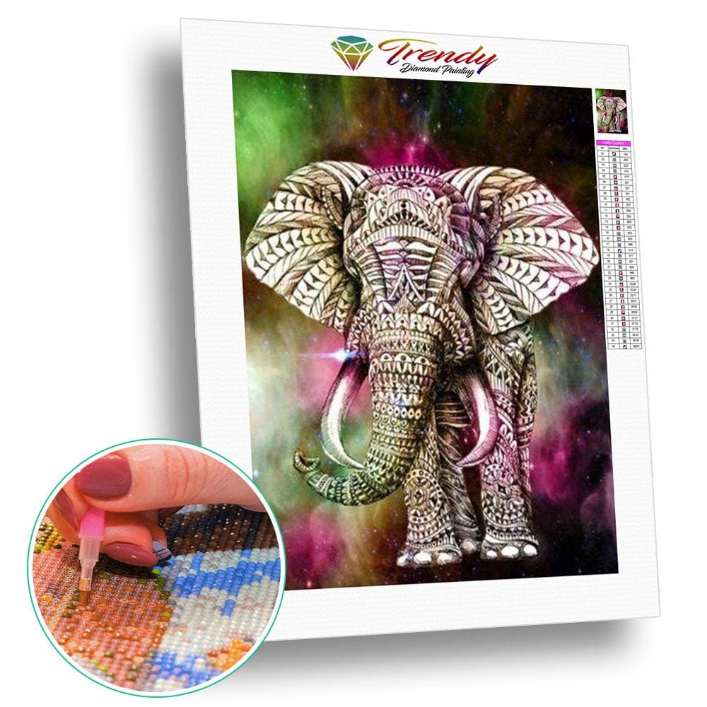 Éléphant Maya | Diamond painting grand format - Animaux Produit Éléphant