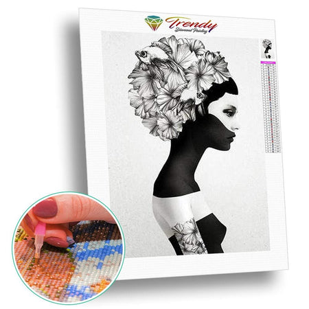 En noir et Blanc - modèle M001 | Kit de broderie de diamant - Portrait Produit