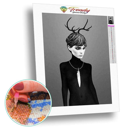 En noir et Blanc - modèle M002 | Broderie diamant kit - Portrait Produit