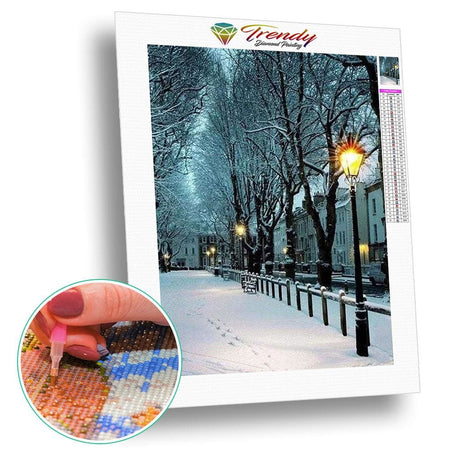 En ville sous la neige | Broderie diamant complet - En ville Hiver Paysage Produit
