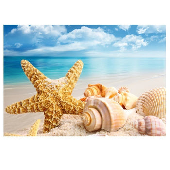 Étoile de mer et ses coquillages sur la plage | Broderie diamant kit - Paysage Produit À la mer Été