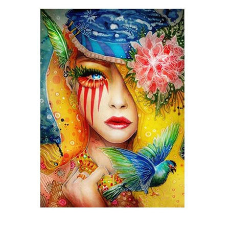 Fille mystérieuse colorée | Kit broderie - Portrait Produit