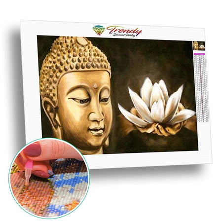 Fleur de lotus blanche Bouddha | Diamond painting kit - Bouddhisme Bouddhisme et Hindouisme Produit Religion Zen