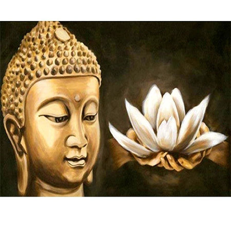 Fleur de lotus blanche Bouddha | Diamond painting kit - Bouddhisme Bouddhisme et Hindouisme Produit Religion Zen