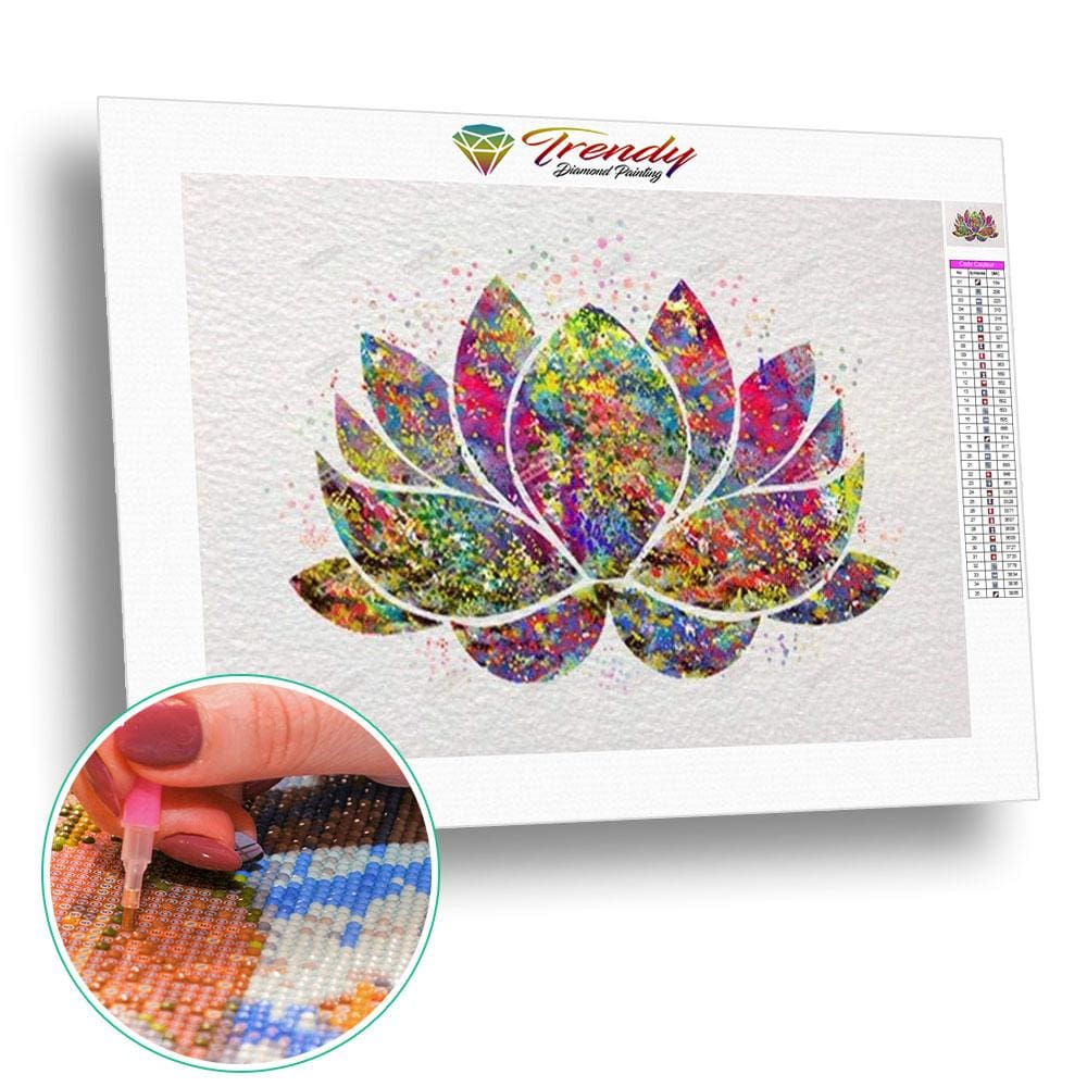 Fleur de lotus multicolor | Broderie diamant - Fleur Fleur et plante Produit Zen
