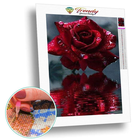 Fleur goutte deau avec son reflet - modèle M001 | Toile diamant - Fleur Fleur et plante Produit