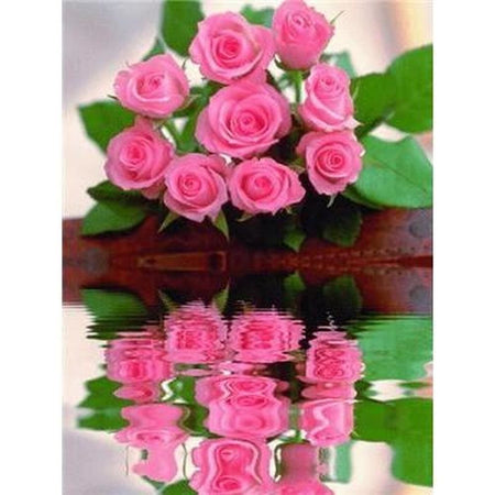 Fleur goutte deau avec son reflet - modèle M002 | Tableau diamant - Fleur Fleur et plante Produit