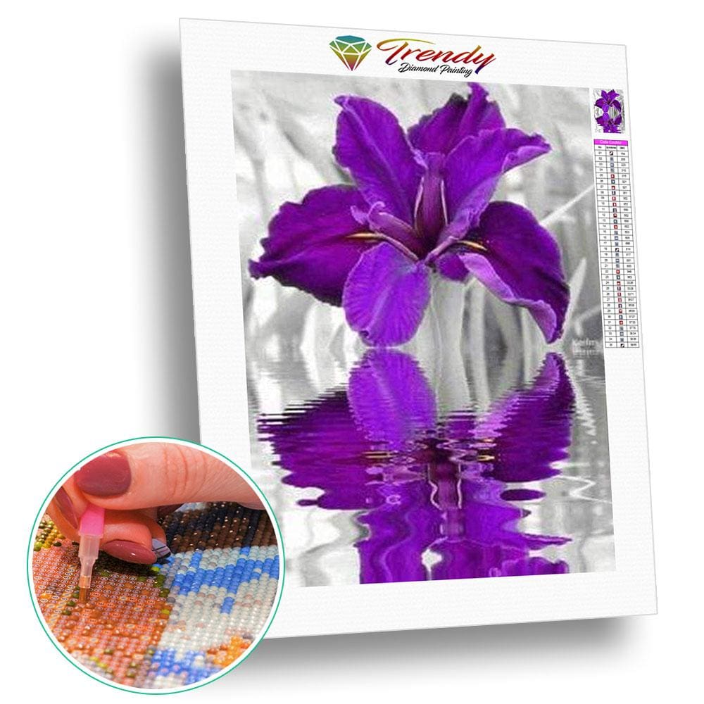 Fleur goutte deau avec son reflet - modèle M003 | Peinture diamant - Fleur Fleur et plante Produit