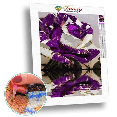 Fleur goutte deau avec son reflet - modèle M004 | Broderie de diamant - Fleur Fleur et plante Produit
