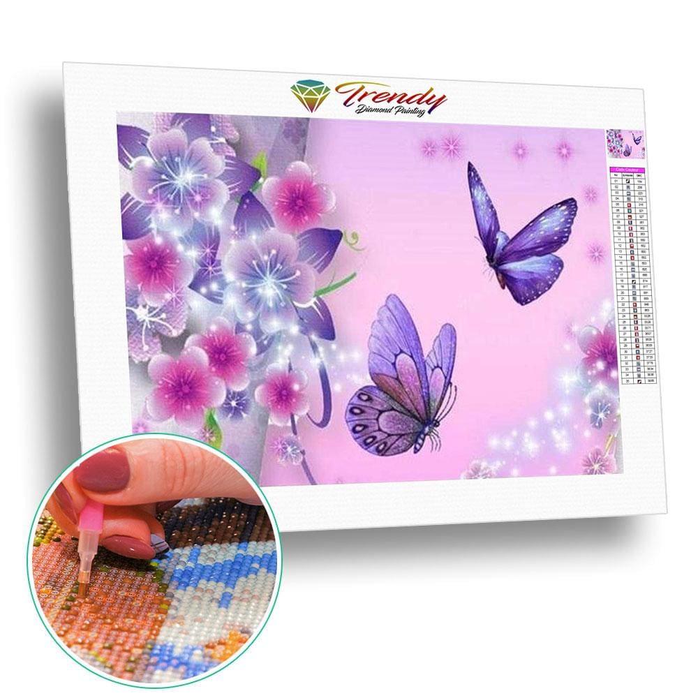 Fleurs et papillons - modèle M002 | Kit broderie diamant - Animaux Dessin Dessin Crayon Fleur Fleur et plante