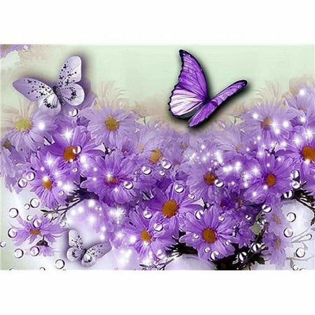 Fleurs et papillons - modèle M003 | Broderie diamant kit complet - Animaux Dessin Dessin Crayon Fleur Fleur et plante