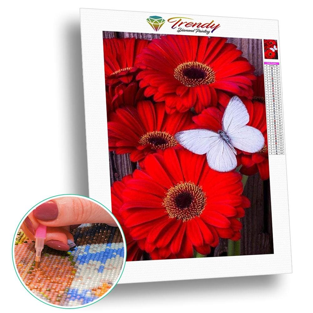 Gerberas rouge sang | Kit de broderie de diamant - Fleur Fleur et plante Produit