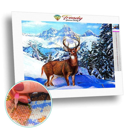 Grand cerf dans la neige | Broderie diamant kit - Animaux Autres animaux Produit