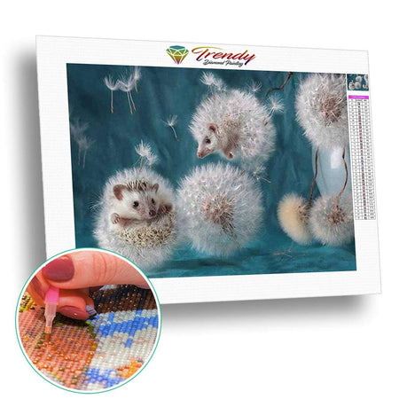 Hérisson tout mignon dans les pissenlits | Broderie diamant - Animaux Autres animaux Produit