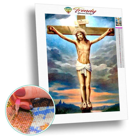 Jésus sur la croix | Broderie diamant complet - Christianisme Produit Religion