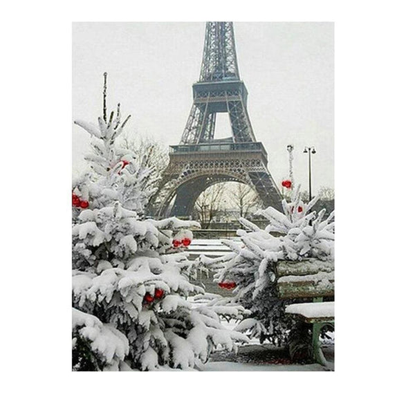 La Tour Eiffel en hiver | Toile diamant - En ville Hiver Paysage Produit