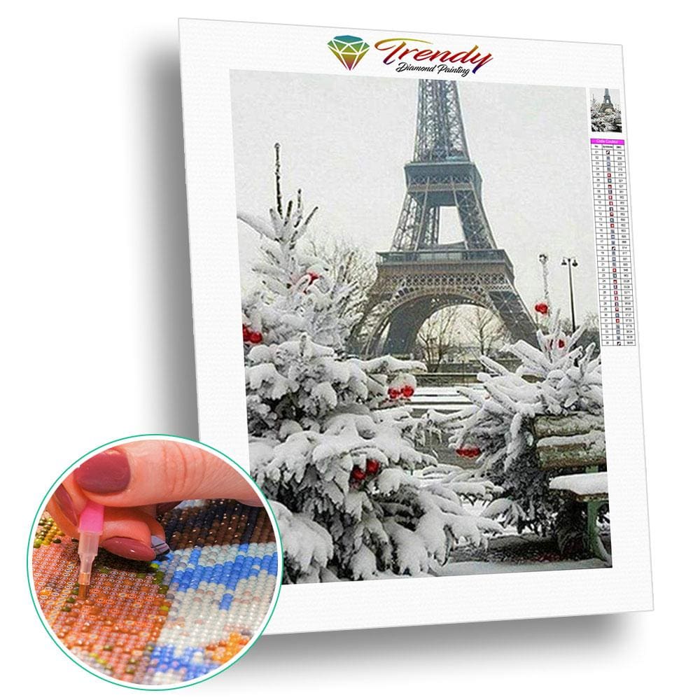 La Tour Eiffel en hiver | Toile diamant - En ville Hiver Paysage Produit