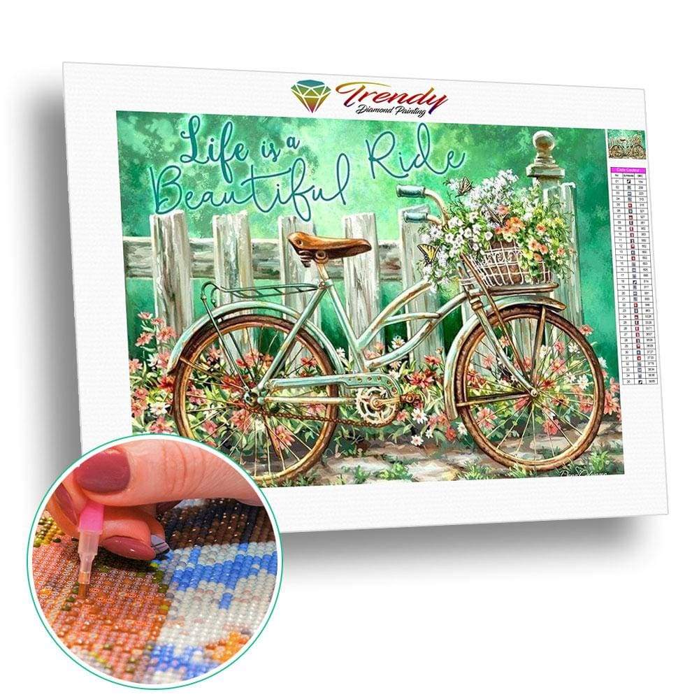 La vie est une belle balade à vélo | Peinture diamant - Au village Dessin Dessin crayon Fleur Fleur et plante