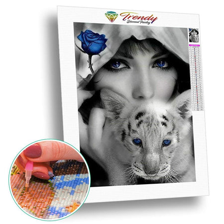 Le dominant bleu | Kit broderie diamant - Animaux Portrait Produit Tigre