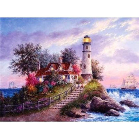 Le vieux phare dautrefois - modèle M001 | Kit de broderie de diamant - Paysage Produit À la mer Été