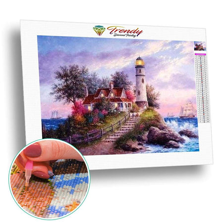 Le vieux phare dautrefois - modèle M001 | Kit de broderie de diamant - Paysage Produit À la mer Été