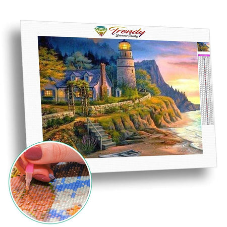 Le vieux phare dautrefois - modèle M002 | Broderie diamant kit - Paysage Produit À la mer Été