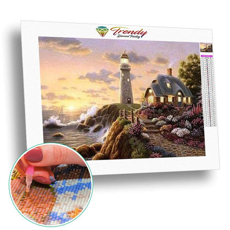Le vieux phare dautrefois - modèle M005 | Kit broderie - Paysage Produit À la mer Été