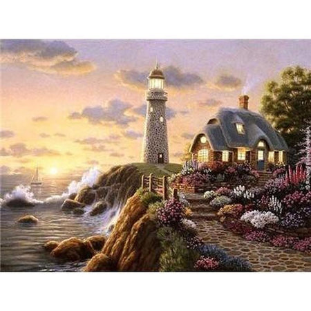Le vieux phare dautrefois - modèle M005 | Kit broderie - Paysage Produit À la mer Été