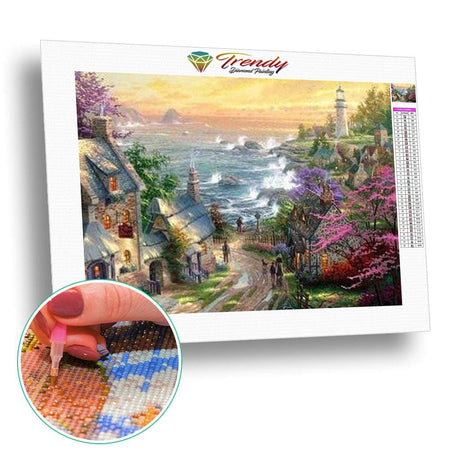 Le vieux phare dautrefois - modèle M006 | Diamond painting kit - Paysage Produit À la mer Été