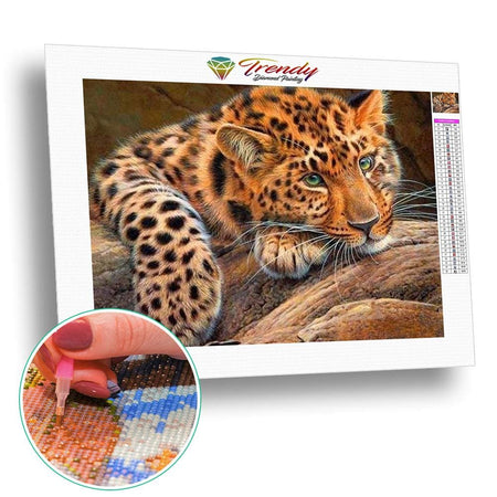 Léopard au repos - modèle M002 | Broderie point de diamant - Animaux Léopard Produit