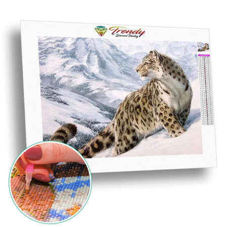 Léopard dans la neige - modèle M001 | Toile de diamant - Animaux Léopard Produit