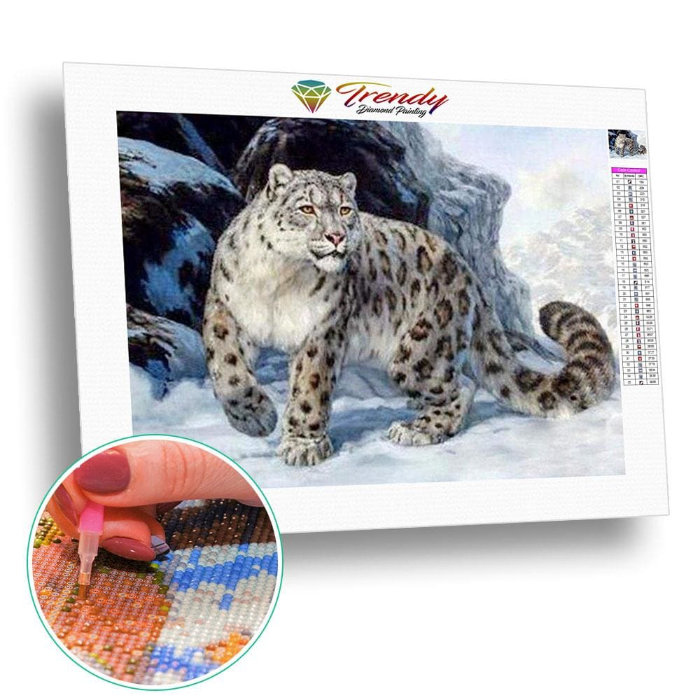 Léopard dans la neige - modèle M002 | Tableau de diamant - Animaux Léopard Produit