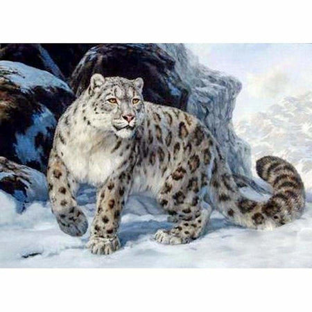 Léopard dans la neige - modèle M002 | Tableau de diamant - Animaux Léopard Produit