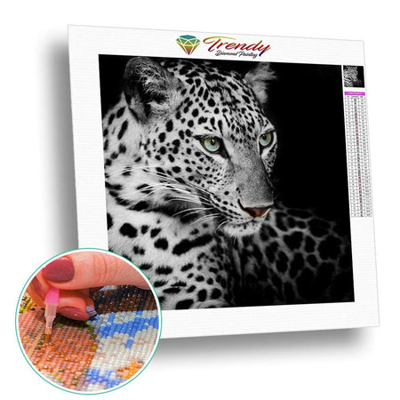 Léopard sur fond noir - modèle M001 | Broderie diamant kit - Animaux Léopard Produit