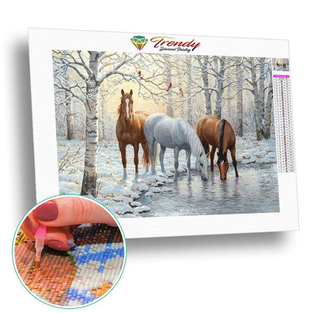 Les canassons blanc de brown - modèle M001 | Broderie de diamant - Animaux Cheval Produit