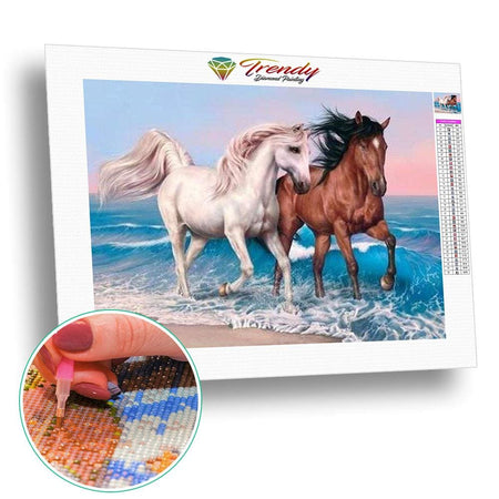 Les canassons blanc de brown - modèle M002 | Diamond painting complet - Animaux Cheval Produit