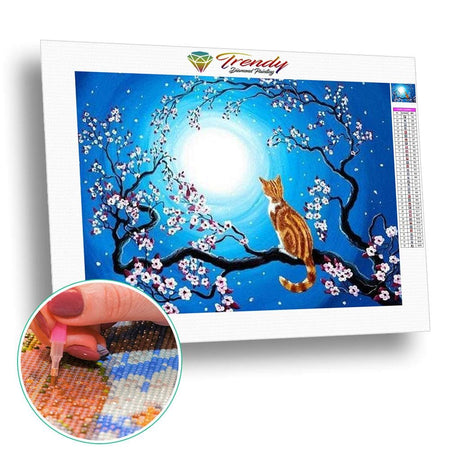 Les chats dans la lune - modèle M007 | Kit broderie diamant - Animaux Chat Produit