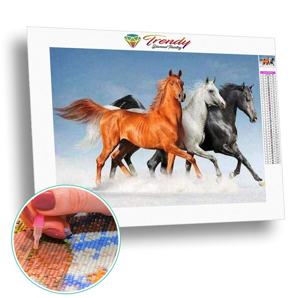 Les chevaux de la liberté - modèle M003 | Broderie diamant toile entière - Animaux Cheval Produit