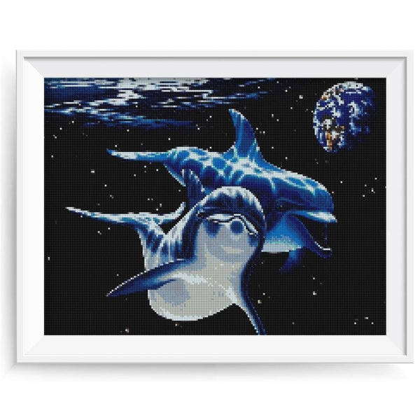 Diy 5D Diamond Painting Paysage De Dauphins Kits De Broderie Diamant